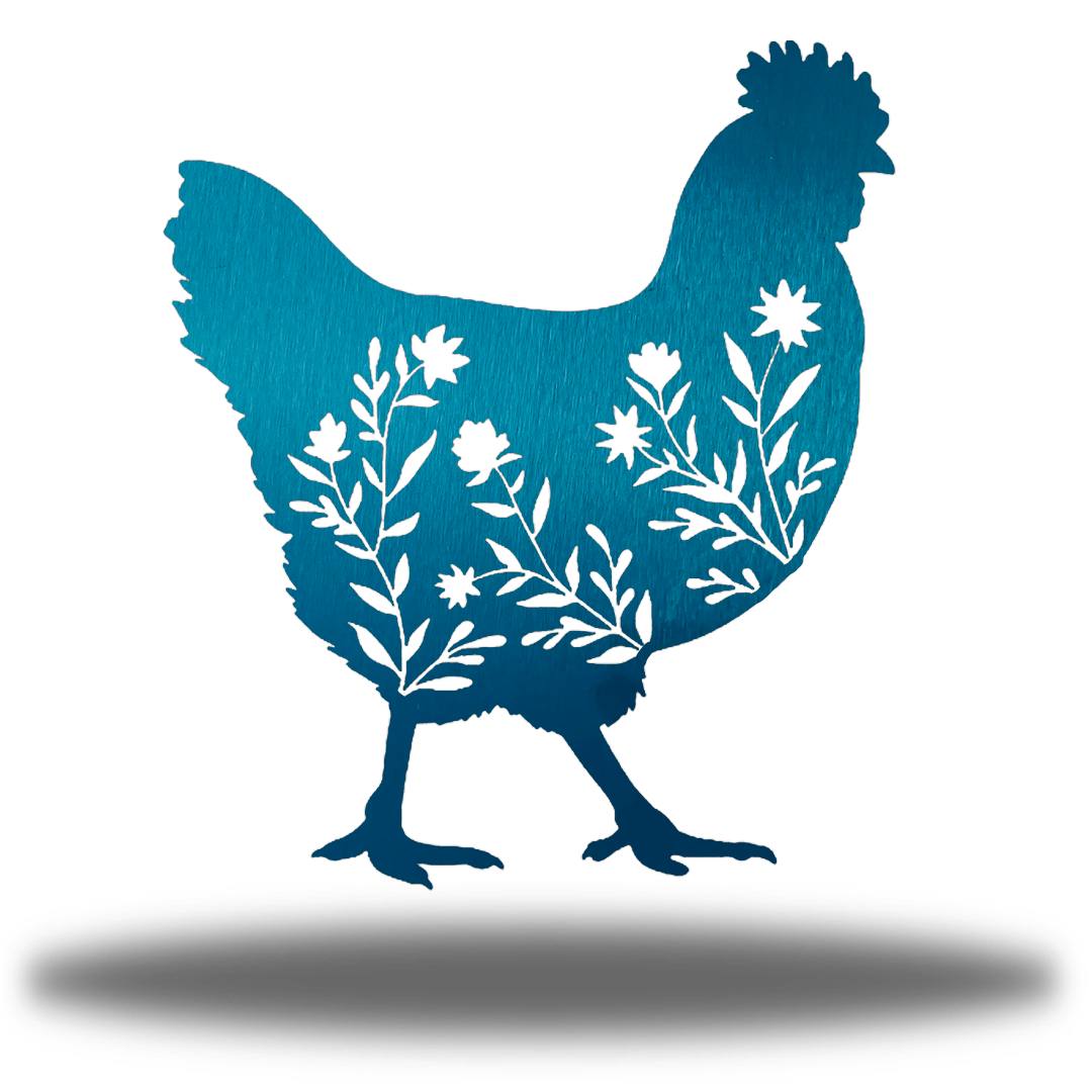 Riverside Designs-Floral Chicken-Metal Wall Art Décor