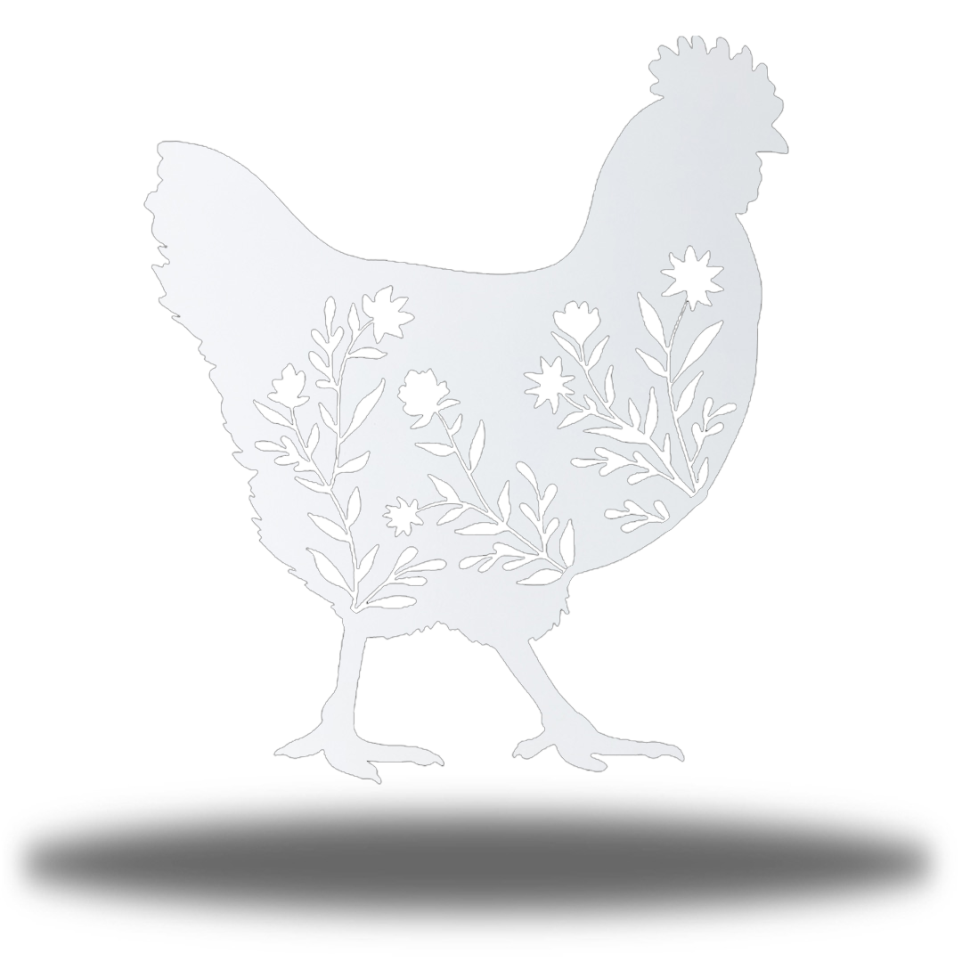Riverside Designs-Floral Chicken-Metal Wall Art Décor