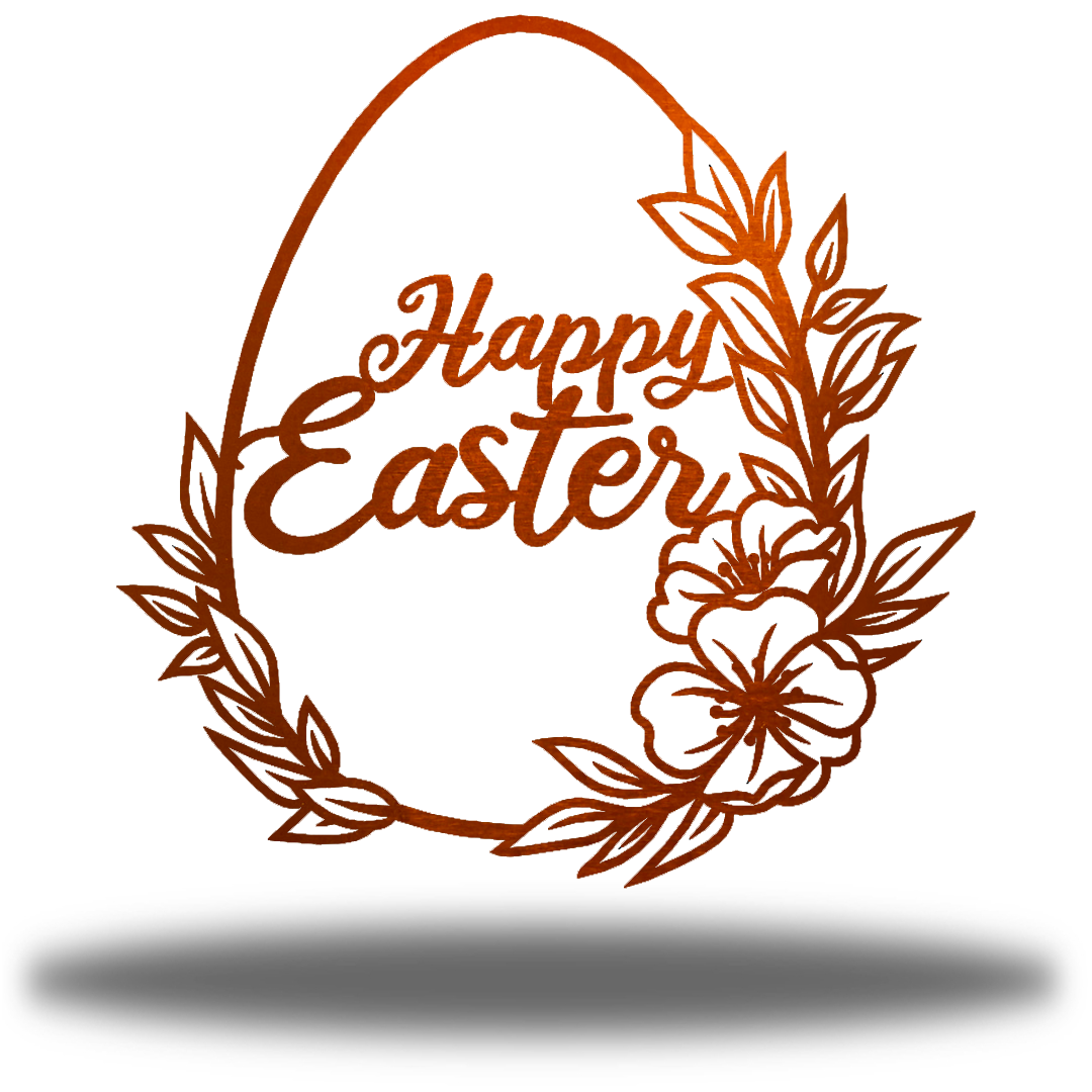 Riverside Designs-Floral Happy Easter Egg-Metal Wall Art Décor