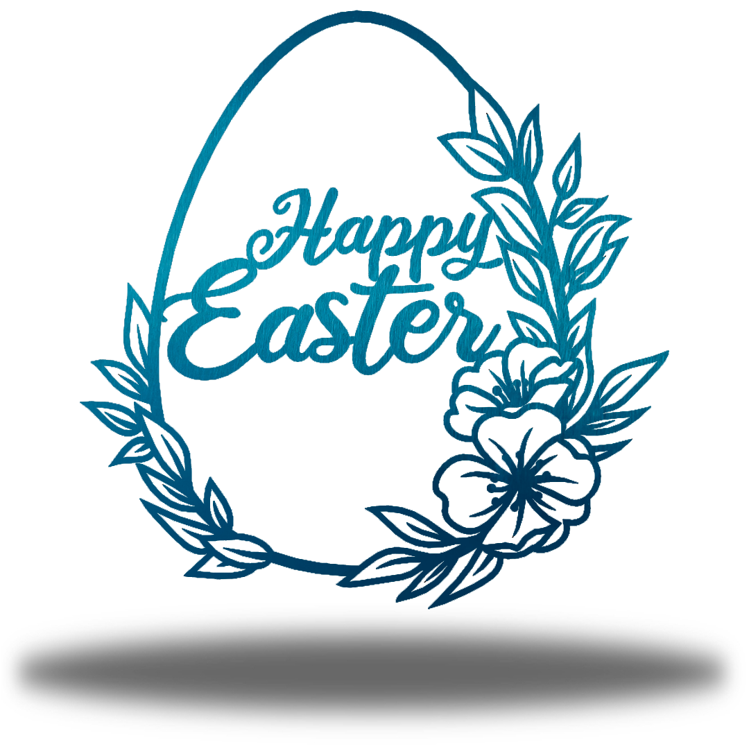 Riverside Designs-Floral Happy Easter Egg-Metal Wall Art Décor
