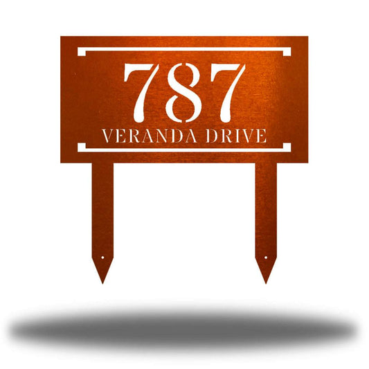 Riverside Designs-Modern Rectangle Address Stake-Metal Wall Art Décor