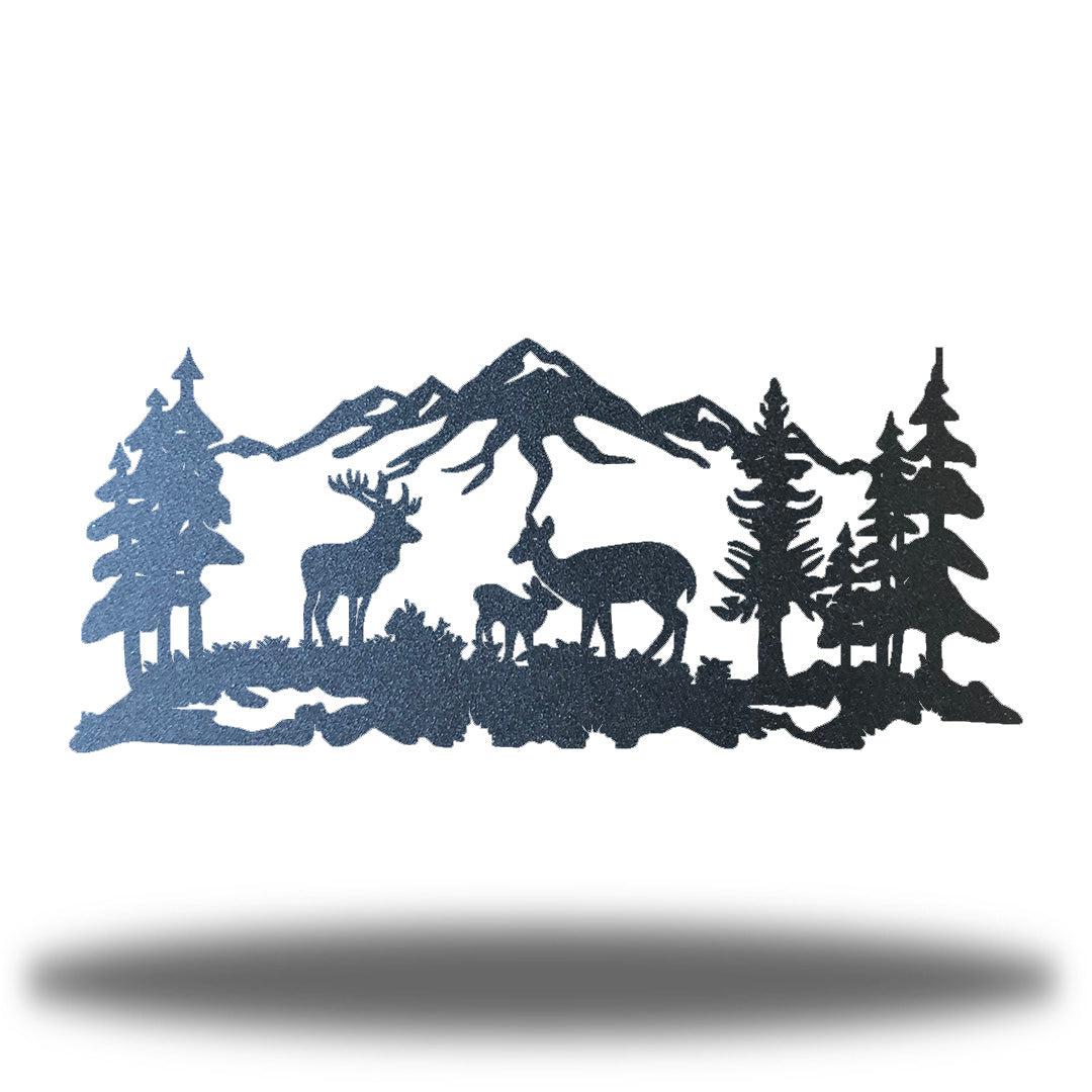 Riverside Designs-Outdoor Deer Scene-Metal Wall Art Décor