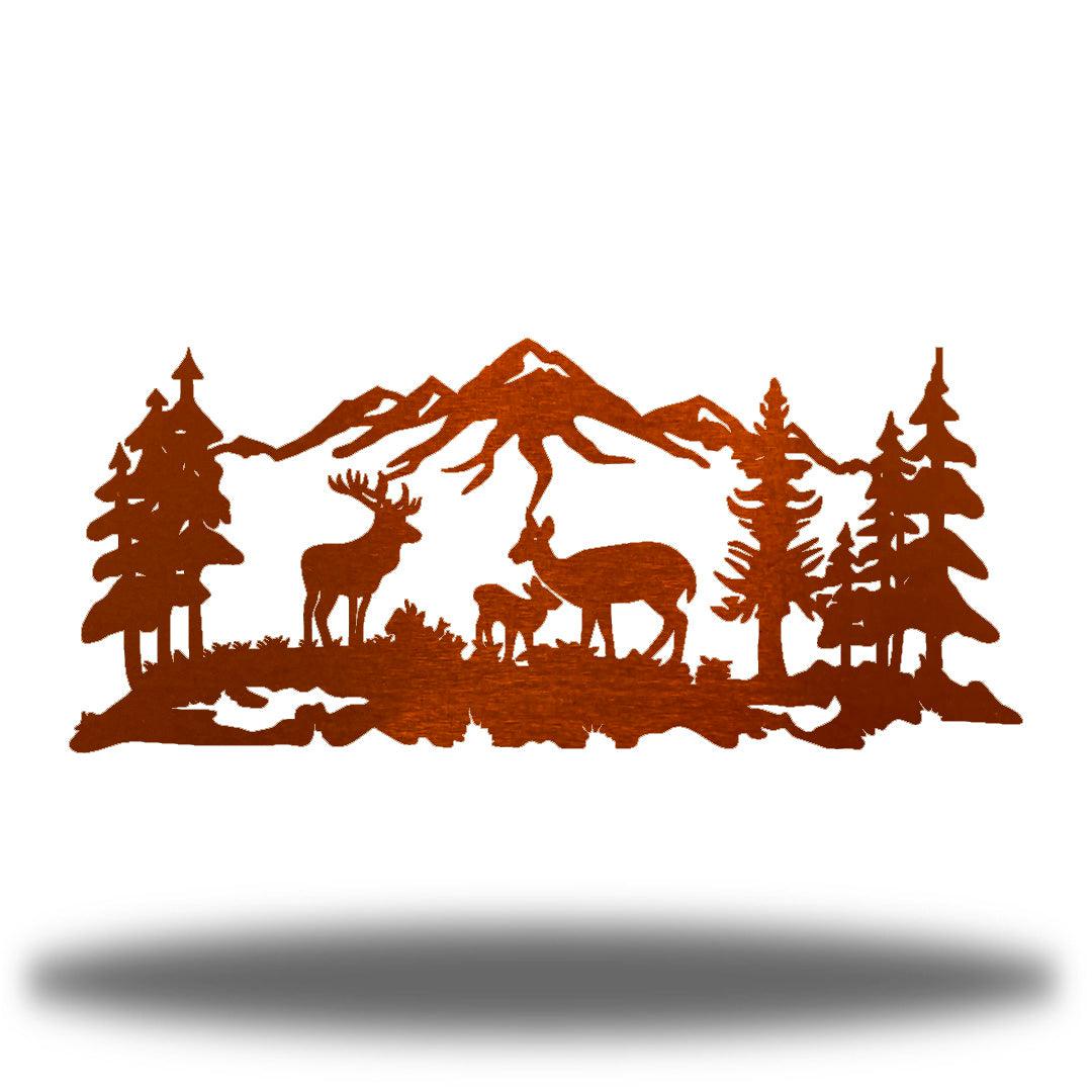 Riverside Designs-Outdoor Deer Scene-Metal Wall Art Décor