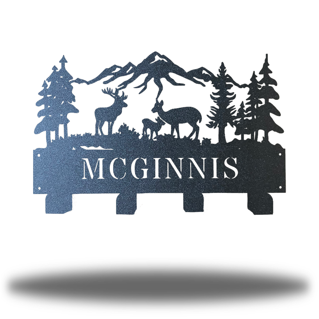 Riverside Designs-Deer Scene Monogram Wall Hanger-Metal Wall Art Décor