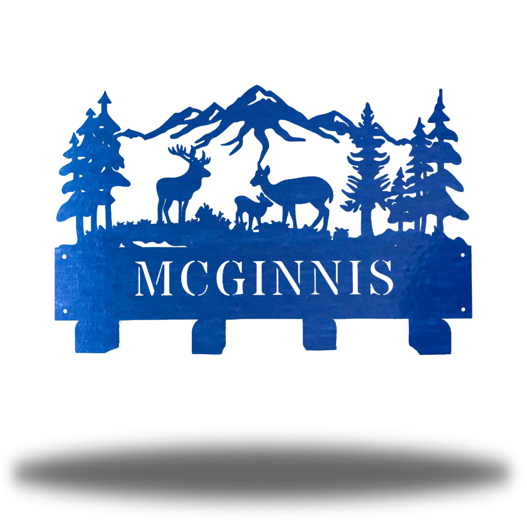 Riverside Designs-Deer Scene Monogram Wall Hanger-Metal Wall Art Décor