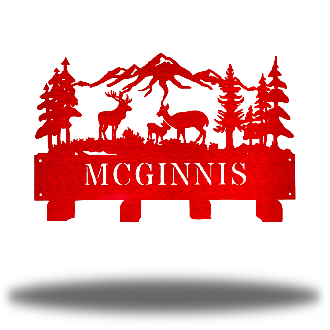 Riverside Designs-Deer Scene Monogram Wall Hanger-Metal Wall Art Décor