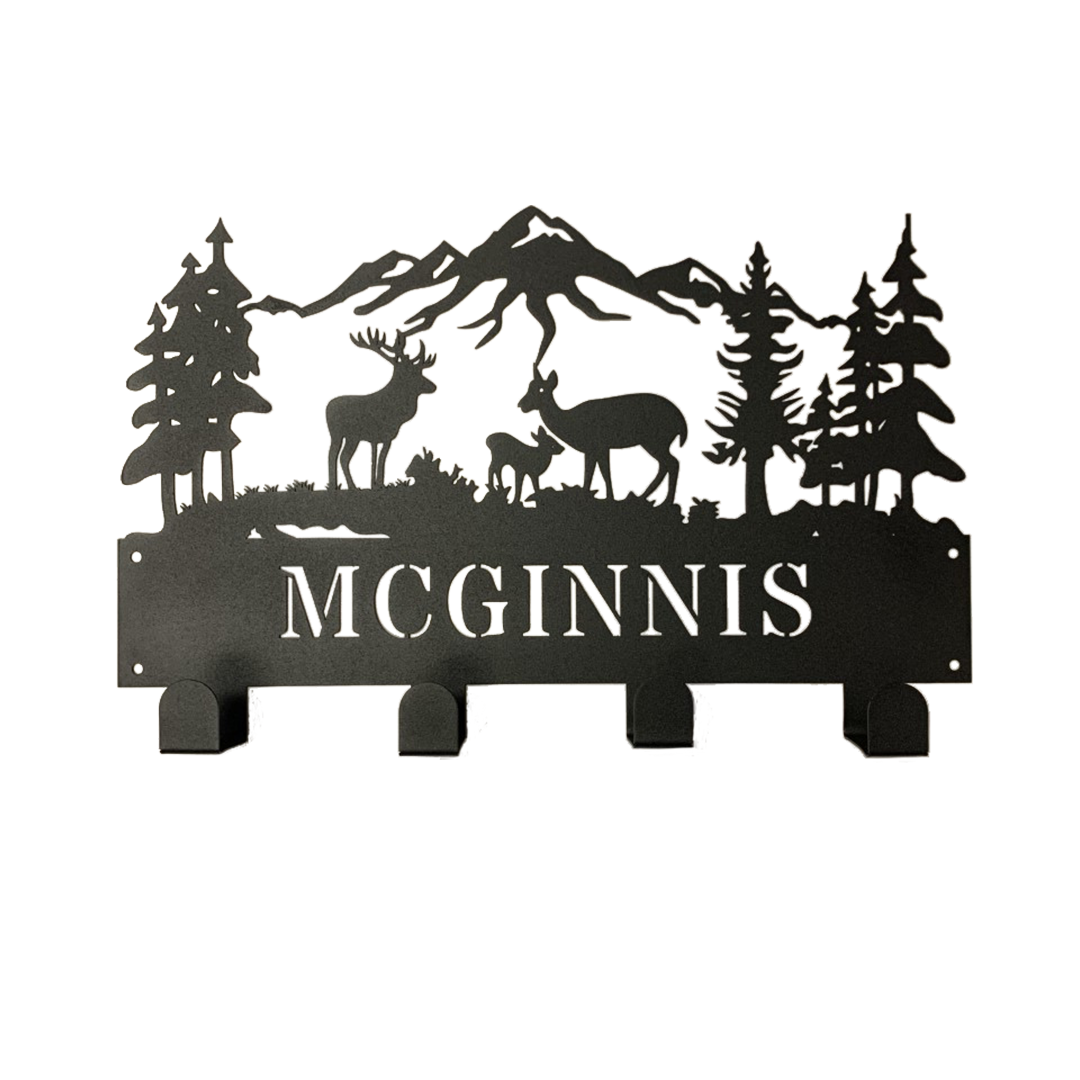 Riverside Designs-Deer Scene Monogram Wall Hanger-Metal Wall Art Décor