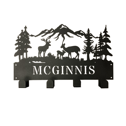 Riverside Designs-Deer Scene Monogram Wall Hanger-Metal Wall Art Décor