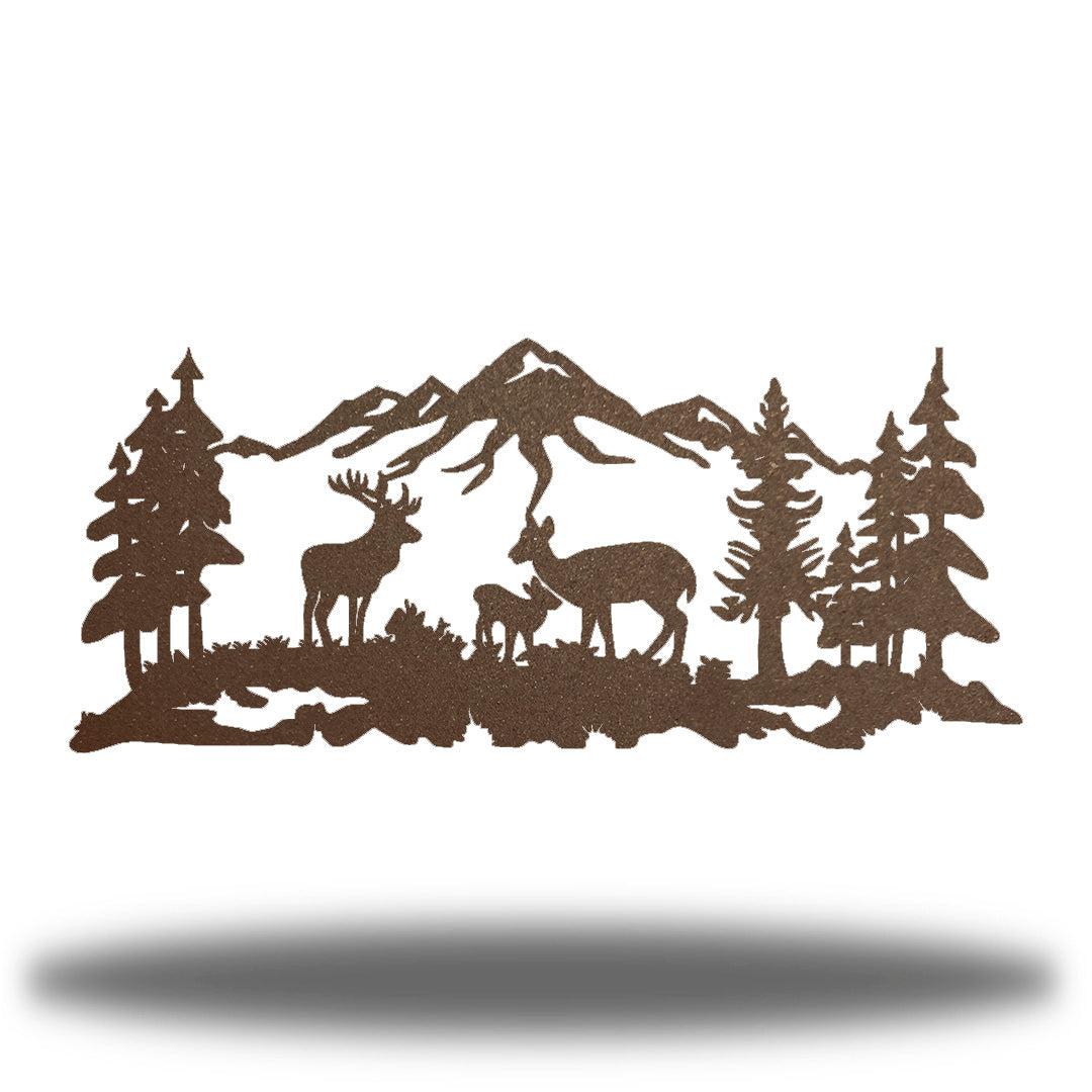 Riverside Designs-Outdoor Deer Scene-Metal Wall Art Décor