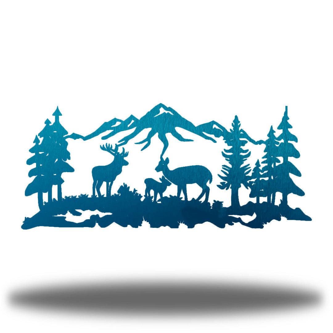 Riverside Designs-Outdoor Deer Scene-Metal Wall Art Décor