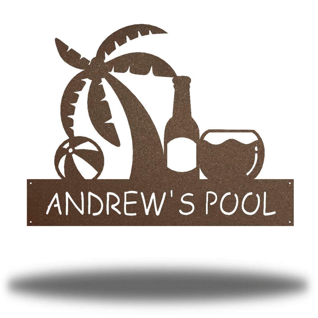 Riverside Designs-Pool Sign Monogram-Metal Wall Art Décor