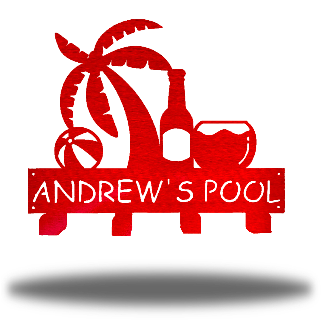 Riverside Designs-Pool Sign Monogram Towel Hanging Rack-Metal Wall Art Décor