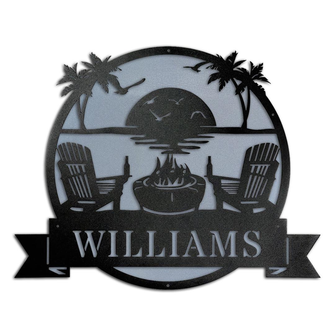 Riverside Designs-Premium Coastal Beach Scene Monogram-Metal Wall Art Décor