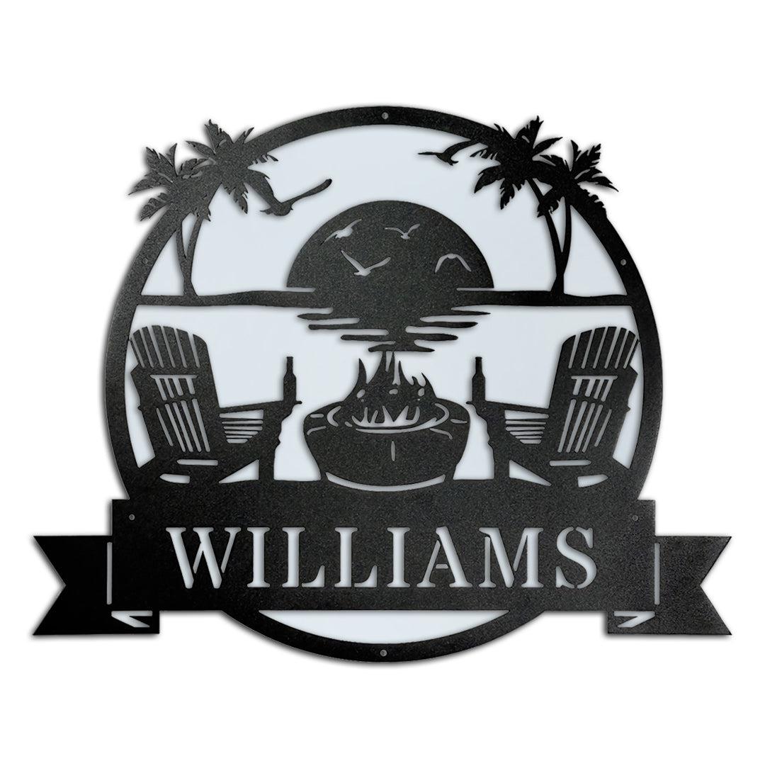 Riverside Designs-Premium Coastal Beach Scene Monogram-Metal Wall Art Décor