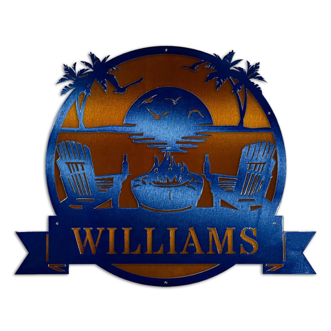 Riverside Designs-Premium Coastal Beach Scene Monogram-Metal Wall Art Décor