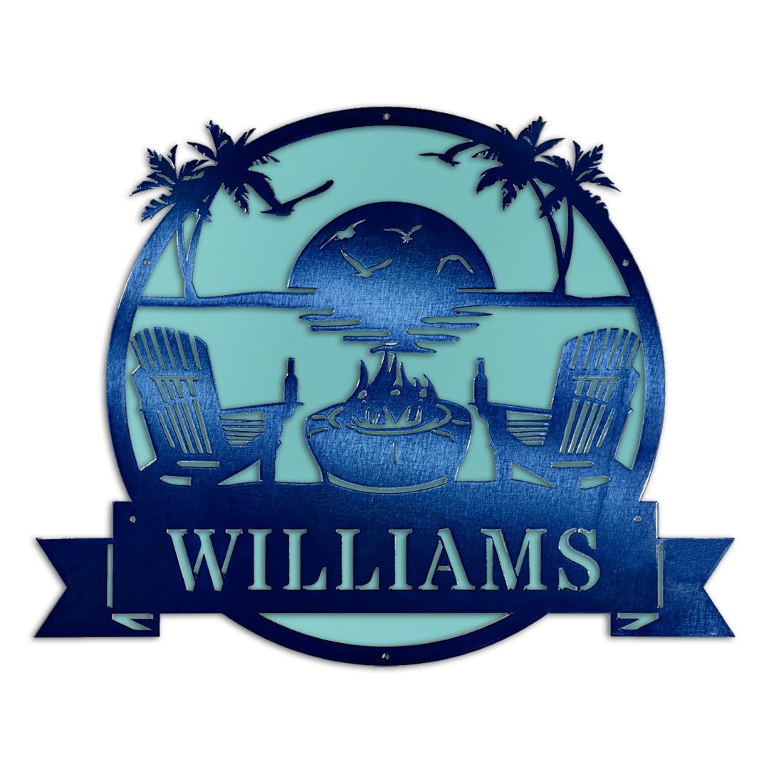 Riverside Designs-Premium Coastal Beach Scene Monogram-Metal Wall Art Décor