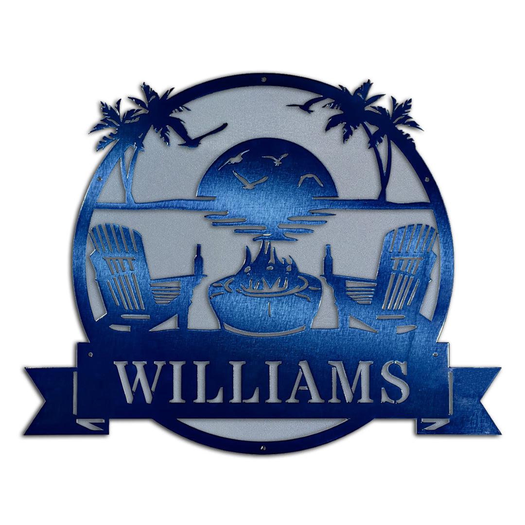 Riverside Designs-Premium Coastal Beach Scene Monogram-Metal Wall Art Décor