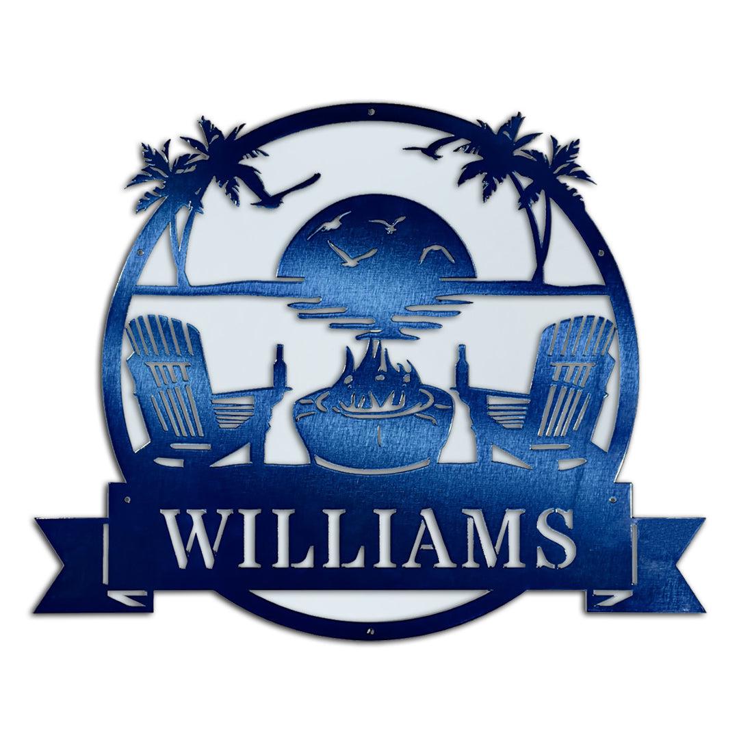 Riverside Designs-Premium Coastal Beach Scene Monogram-Metal Wall Art Décor