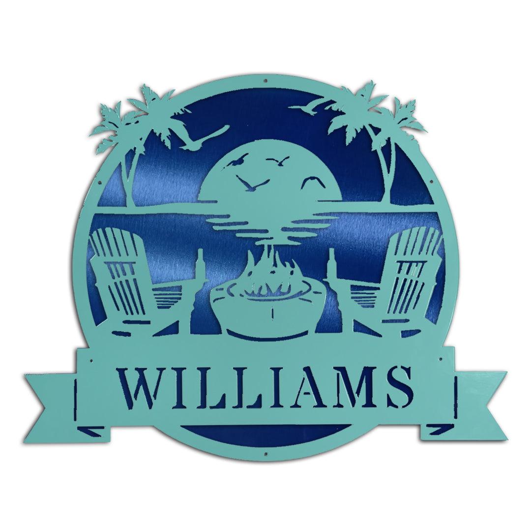 Riverside Designs-Premium Coastal Beach Scene Monogram-Metal Wall Art Décor