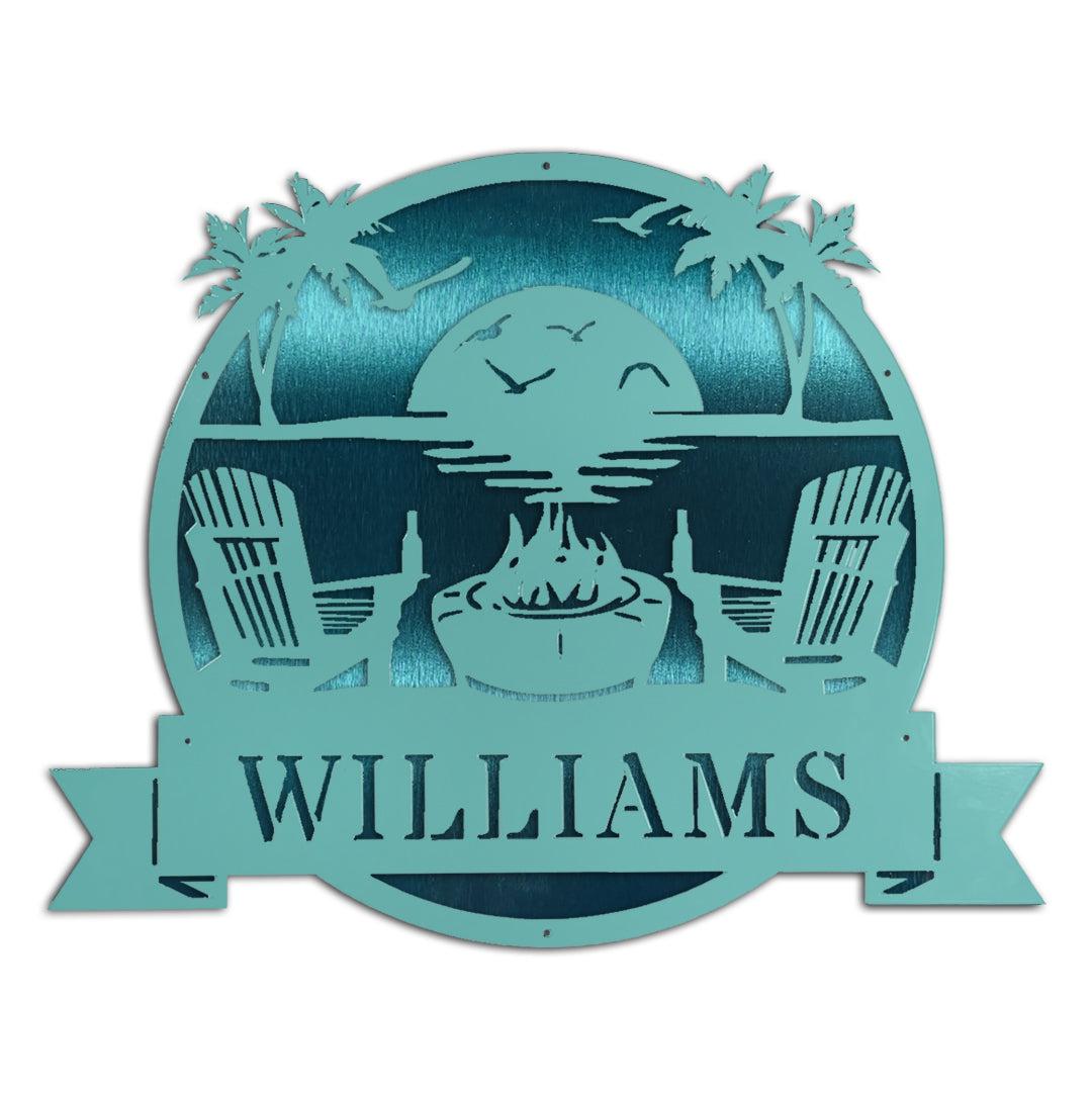 Riverside Designs-Premium Coastal Beach Scene Monogram-Metal Wall Art Décor