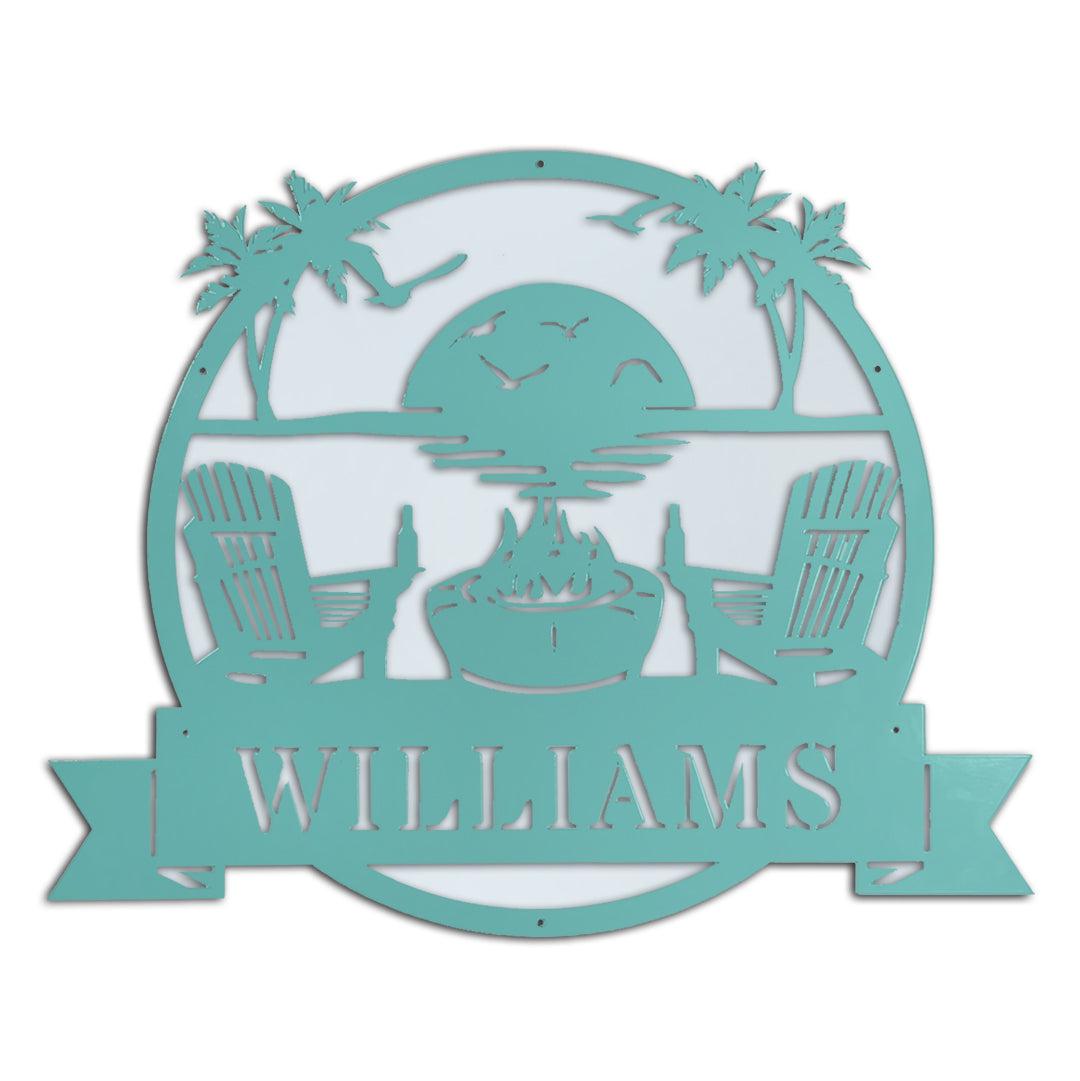 Riverside Designs-Premium Coastal Beach Scene Monogram-Metal Wall Art Décor