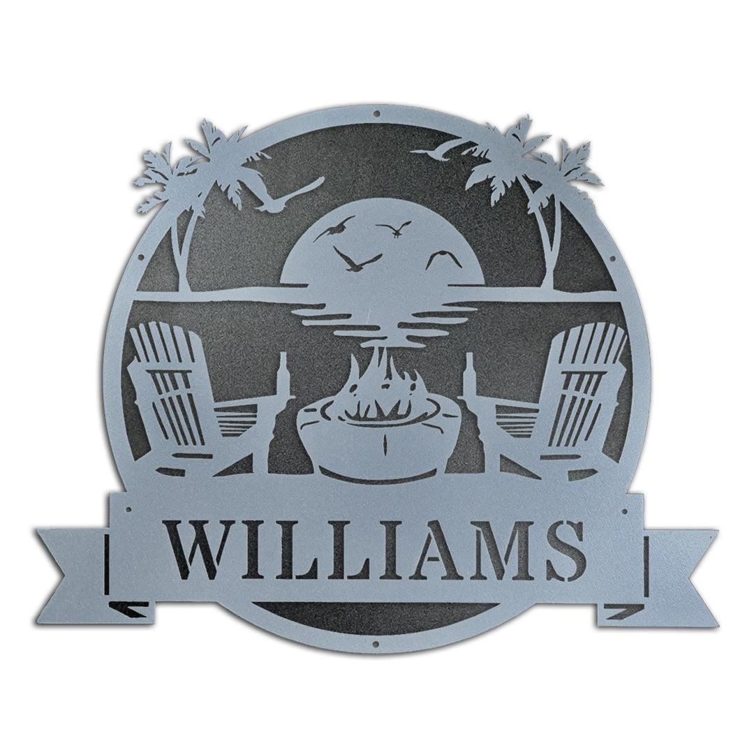 Riverside Designs-Premium Coastal Beach Scene Monogram-Metal Wall Art Décor