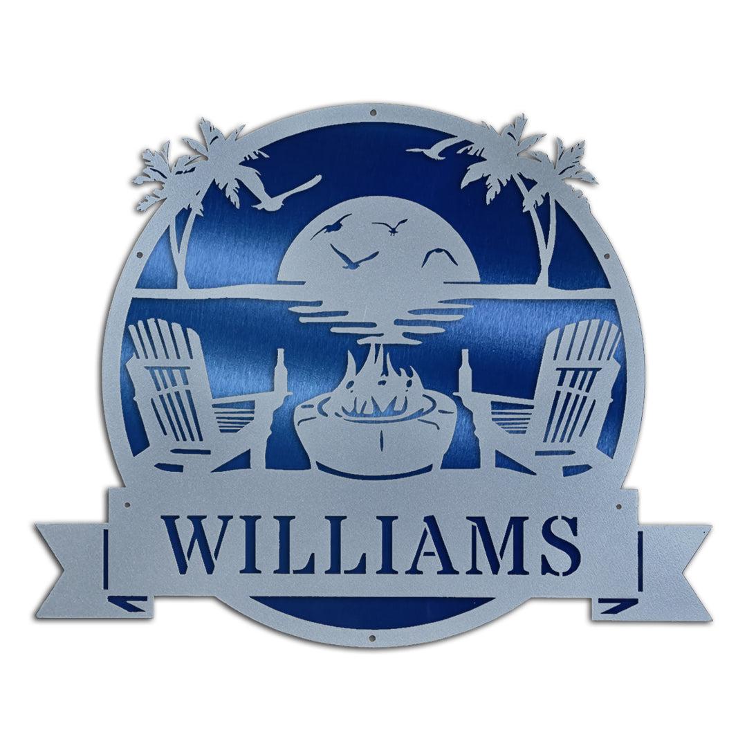 Riverside Designs-Premium Coastal Beach Scene Monogram-Metal Wall Art Décor