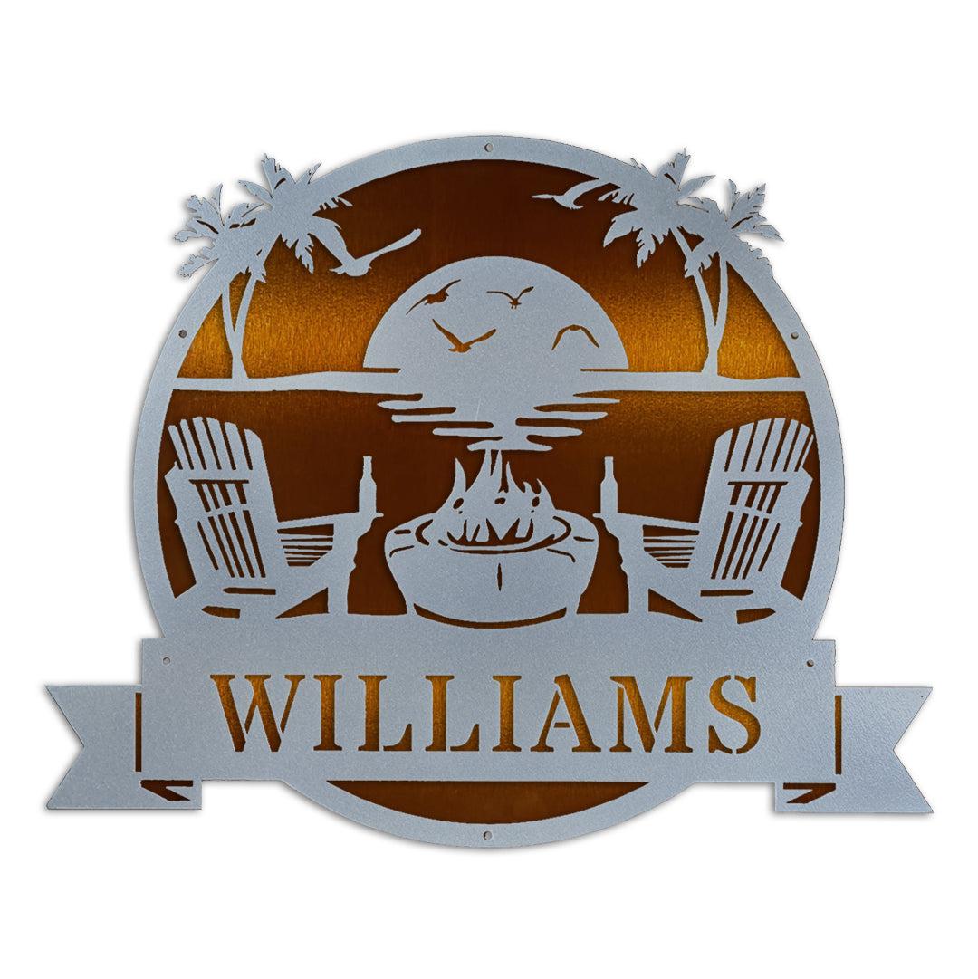 Riverside Designs-Premium Coastal Beach Scene Monogram-Metal Wall Art Décor