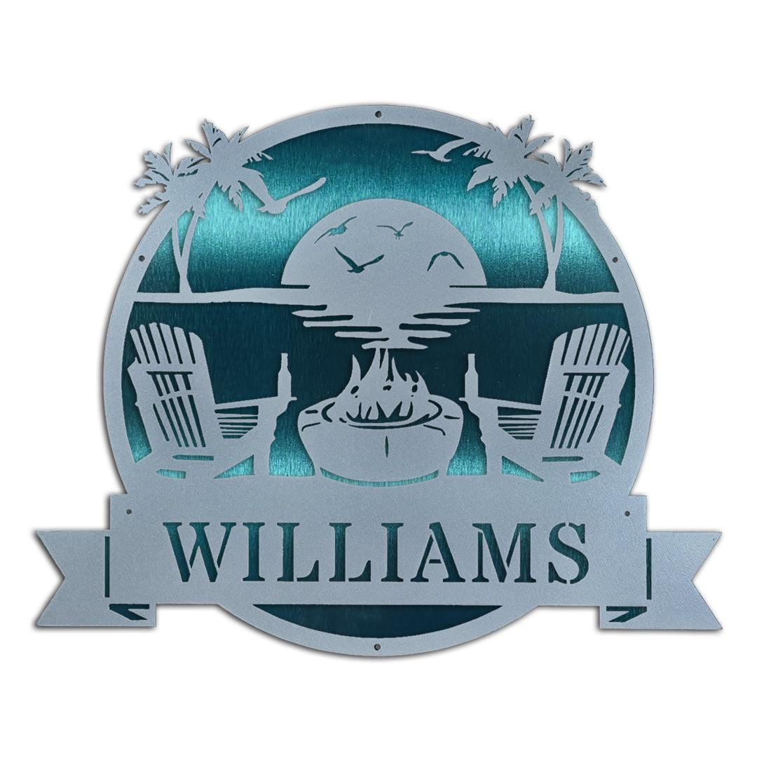 Riverside Designs-Premium Coastal Beach Scene Monogram-Metal Wall Art Décor