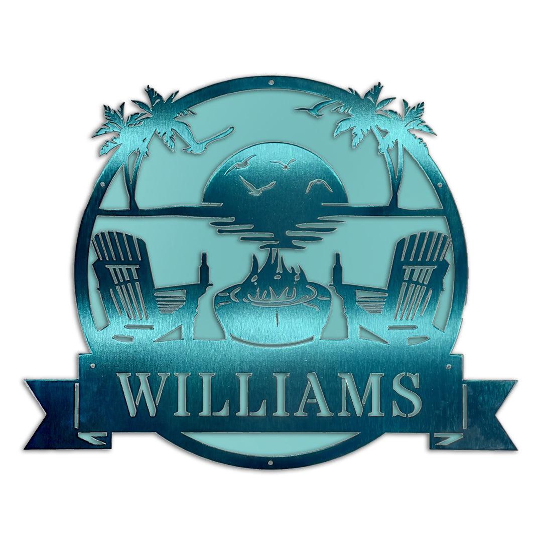 Riverside Designs-Premium Coastal Beach Scene Monogram-Metal Wall Art Décor