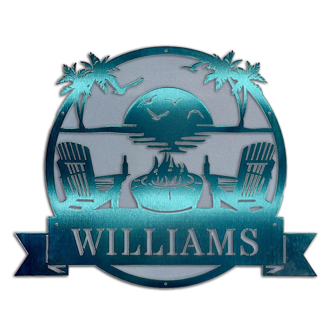 Riverside Designs-Premium Coastal Beach Scene Monogram-Metal Wall Art Décor