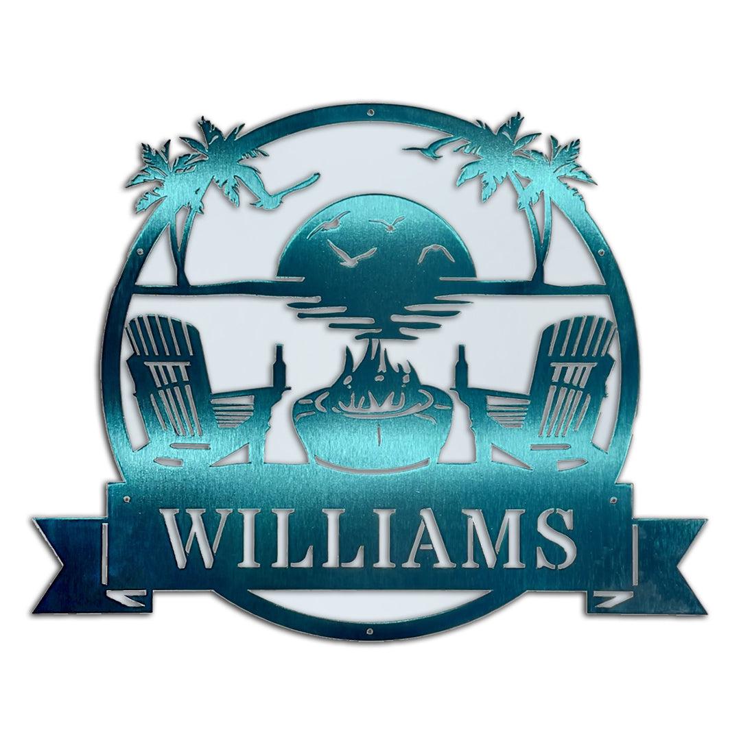 Riverside Designs-Premium Coastal Beach Scene Monogram-Metal Wall Art Décor