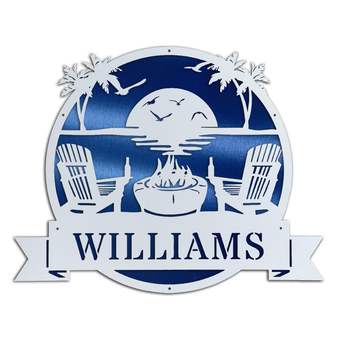 Riverside Designs-Premium Coastal Beach Scene Monogram-Metal Wall Art Décor