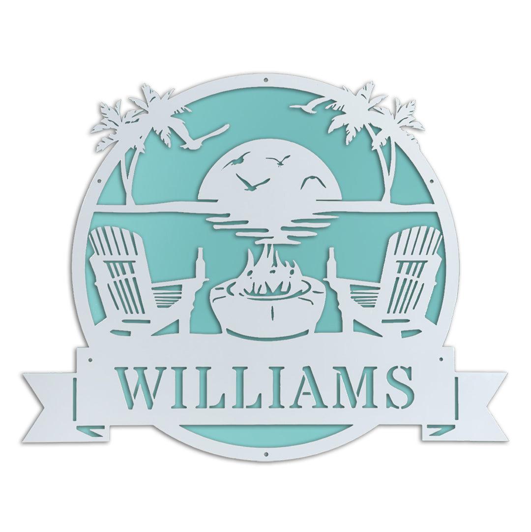 Riverside Designs-Premium Coastal Beach Scene Monogram-Metal Wall Art Décor