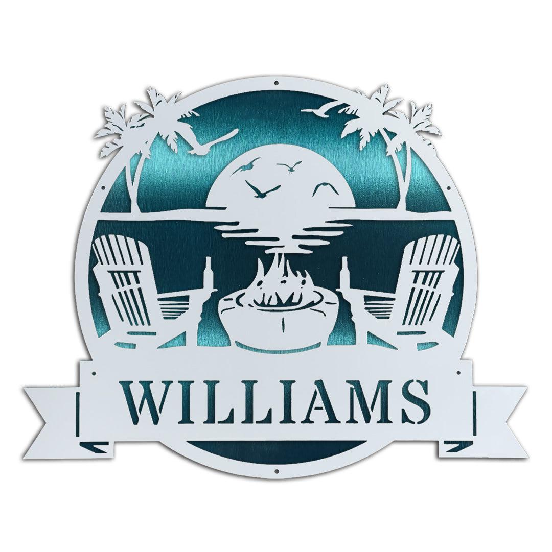 Riverside Designs-Premium Coastal Beach Scene Monogram-Metal Wall Art Décor