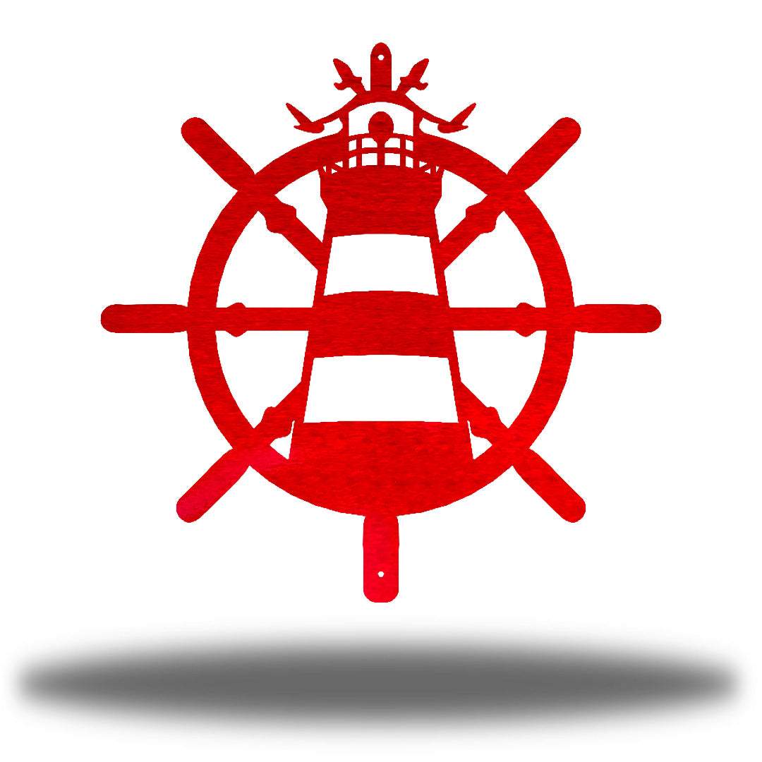 Riverside Designs-Ship Wheel Lighthouse (CLEARANCE)-Metal Wall Art Décor