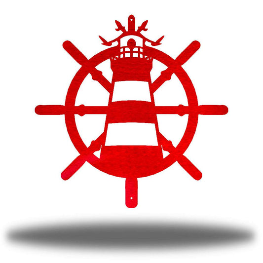 Riverside Designs-Ship Wheel Lighthouse (CLEARANCE)-Metal Wall Art Décor