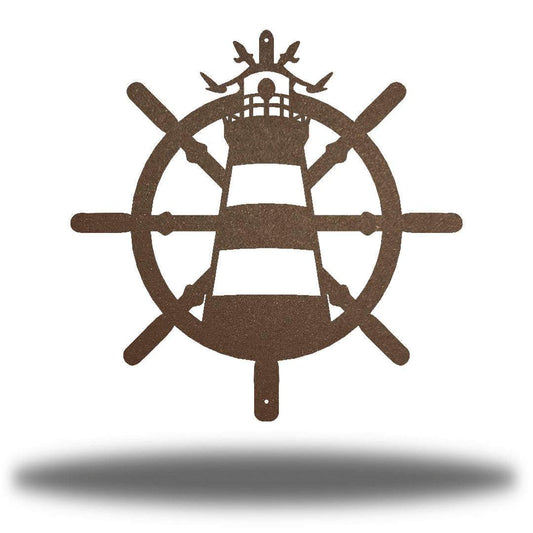Riverside Designs-Ship Wheel Lighthouse-Metal Wall Art Décor