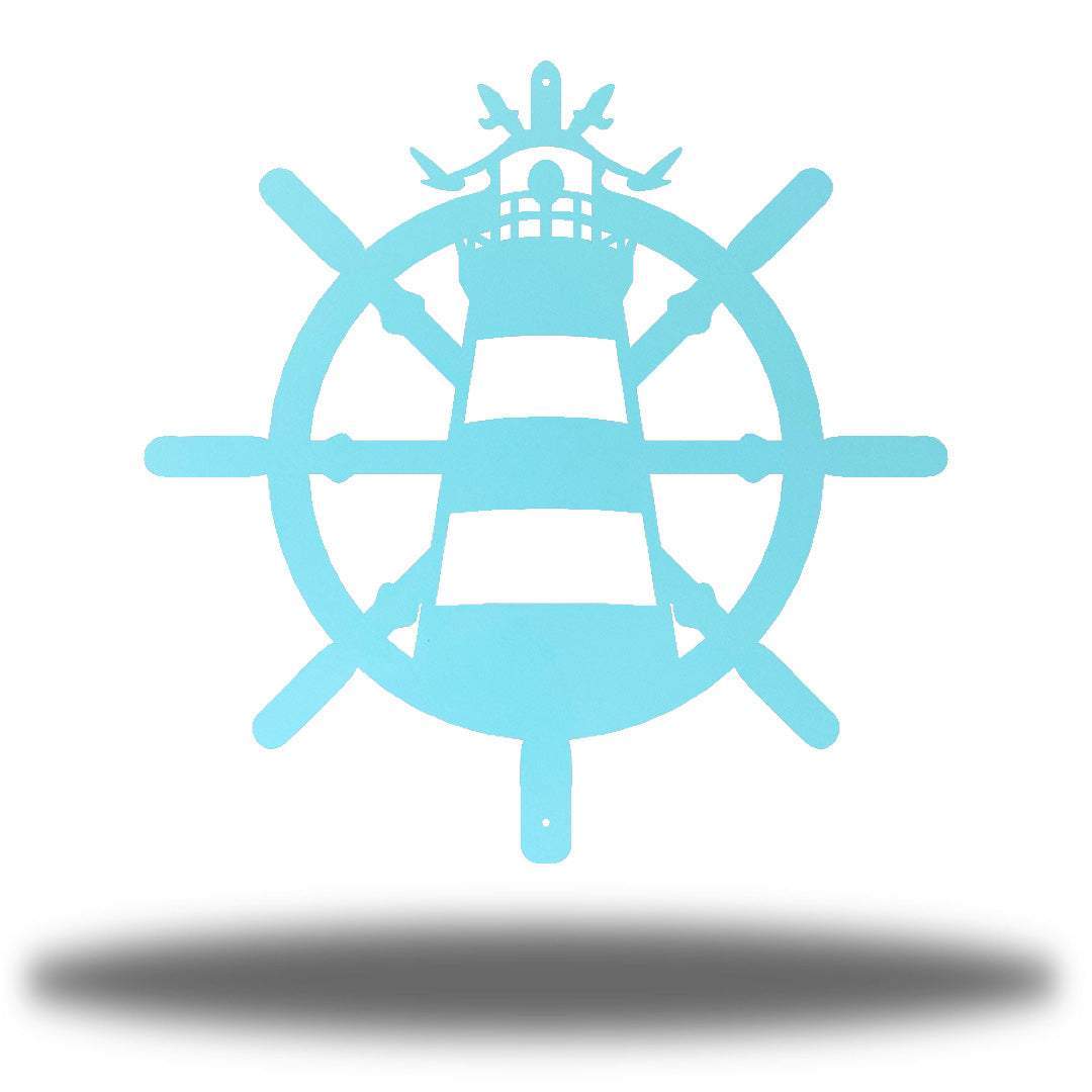 Riverside Designs-Ship Wheel Lighthouse-Metal Wall Art Décor