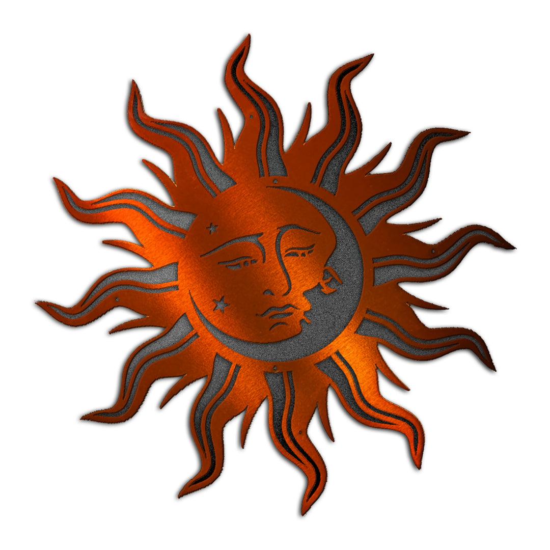 Riverside Designs-Premium Sun Moon Face-Metal Wall Art Décor