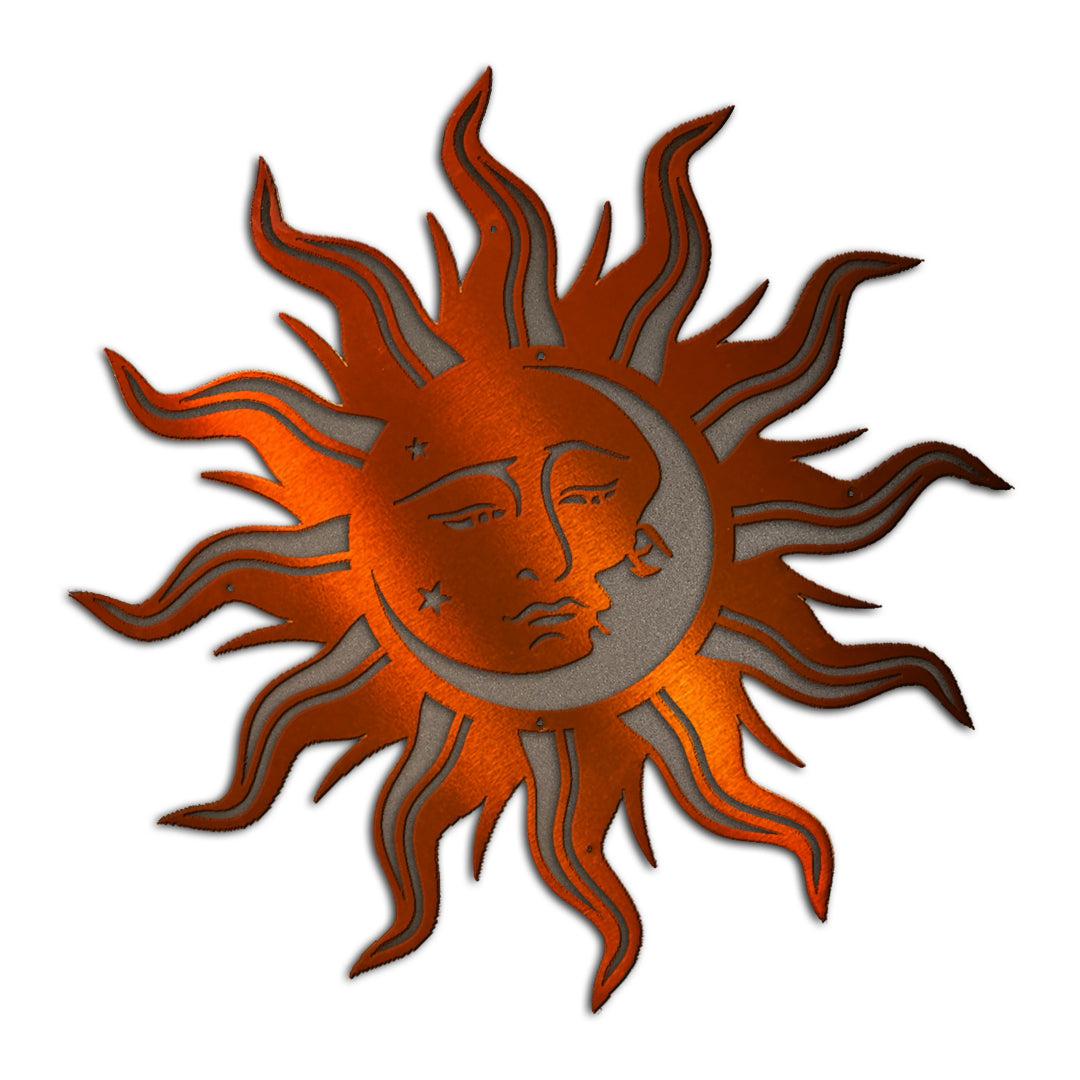 Riverside Designs-Premium Sun Moon Face-Metal Wall Art Décor