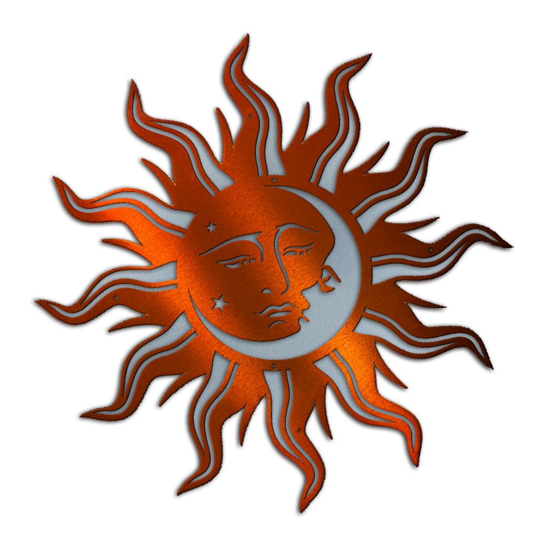Riverside Designs-Premium Sun Moon Face-Metal Wall Art Décor