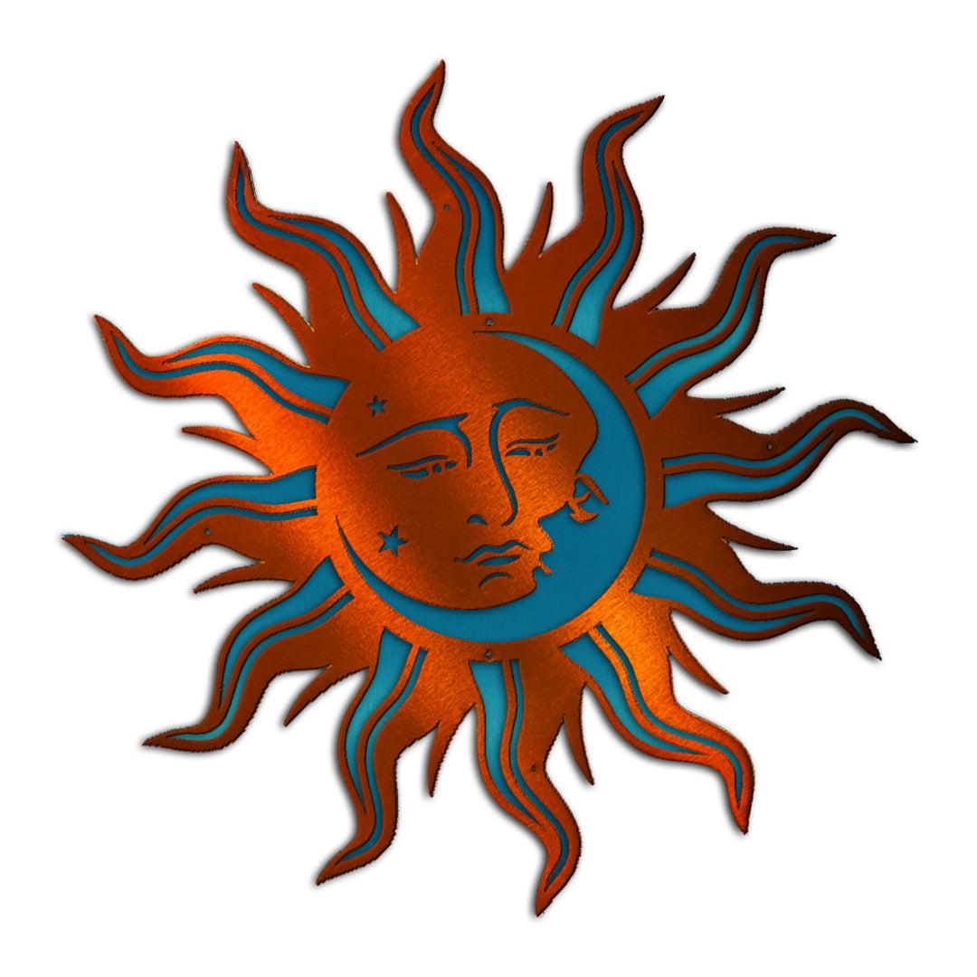Riverside Designs-Premium Sun Moon Face-Metal Wall Art Décor