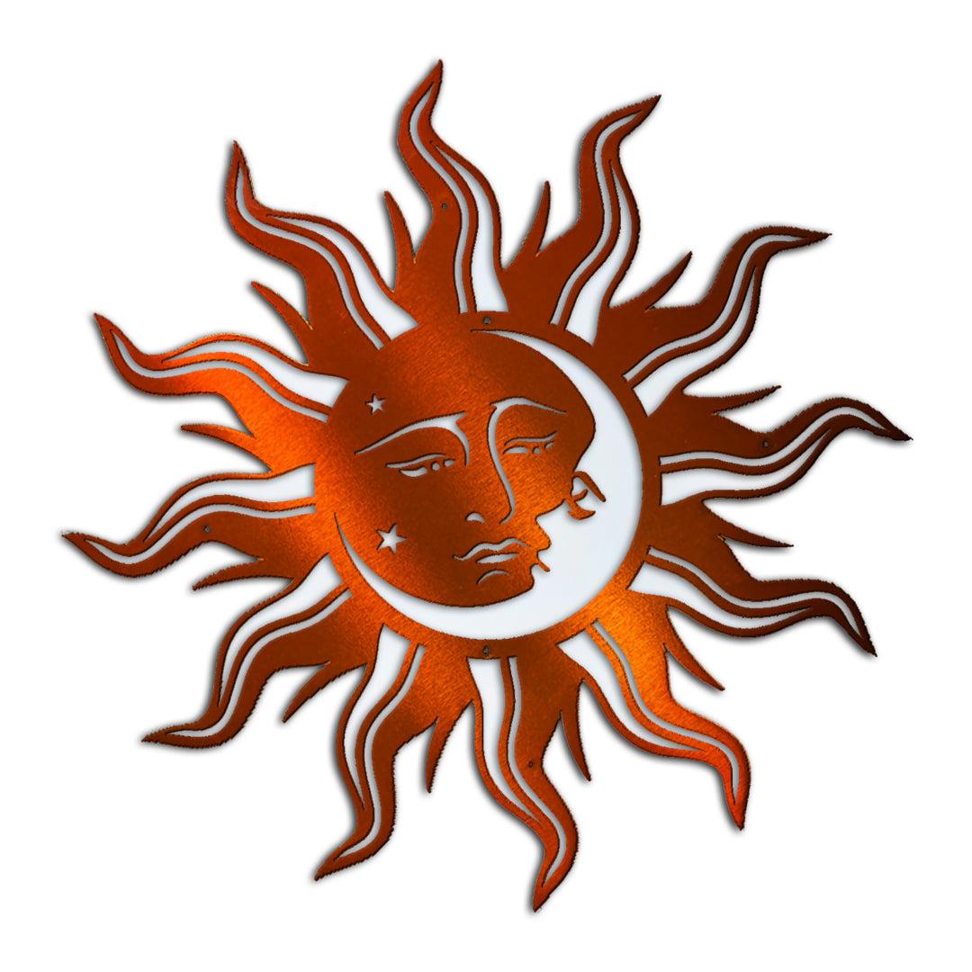 Riverside Designs-Premium Sun Moon Face-Metal Wall Art Décor