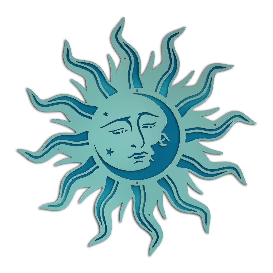 Riverside Designs-Premium Sun Moon Face-Metal Wall Art Décor