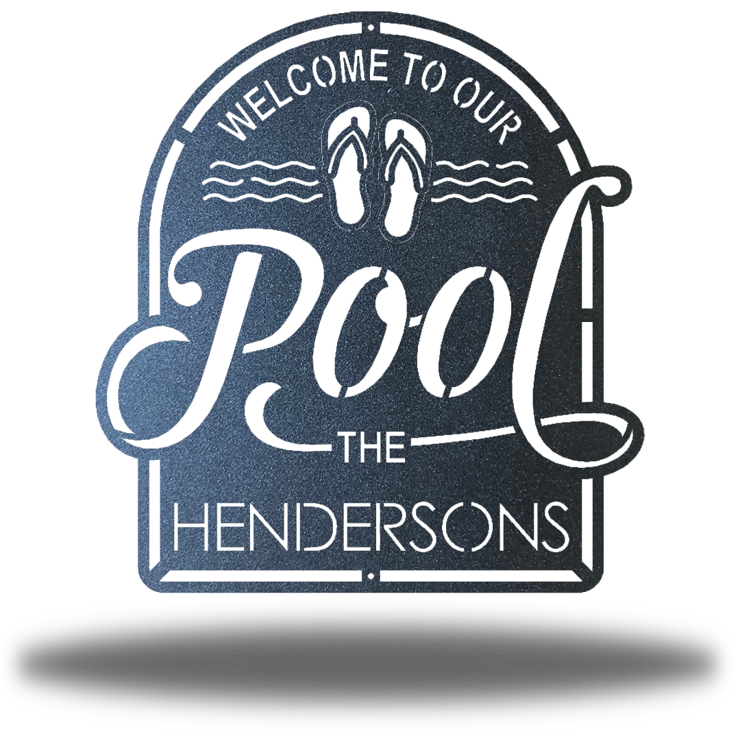 Riverside Designs-Welcome to Our Pool Monogram-Metal Wall Art Décor