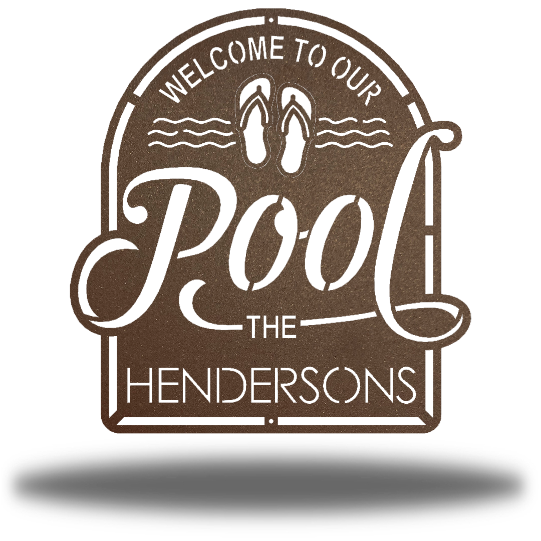 Riverside Designs-Welcome to Our Pool Monogram-Metal Wall Art Décor