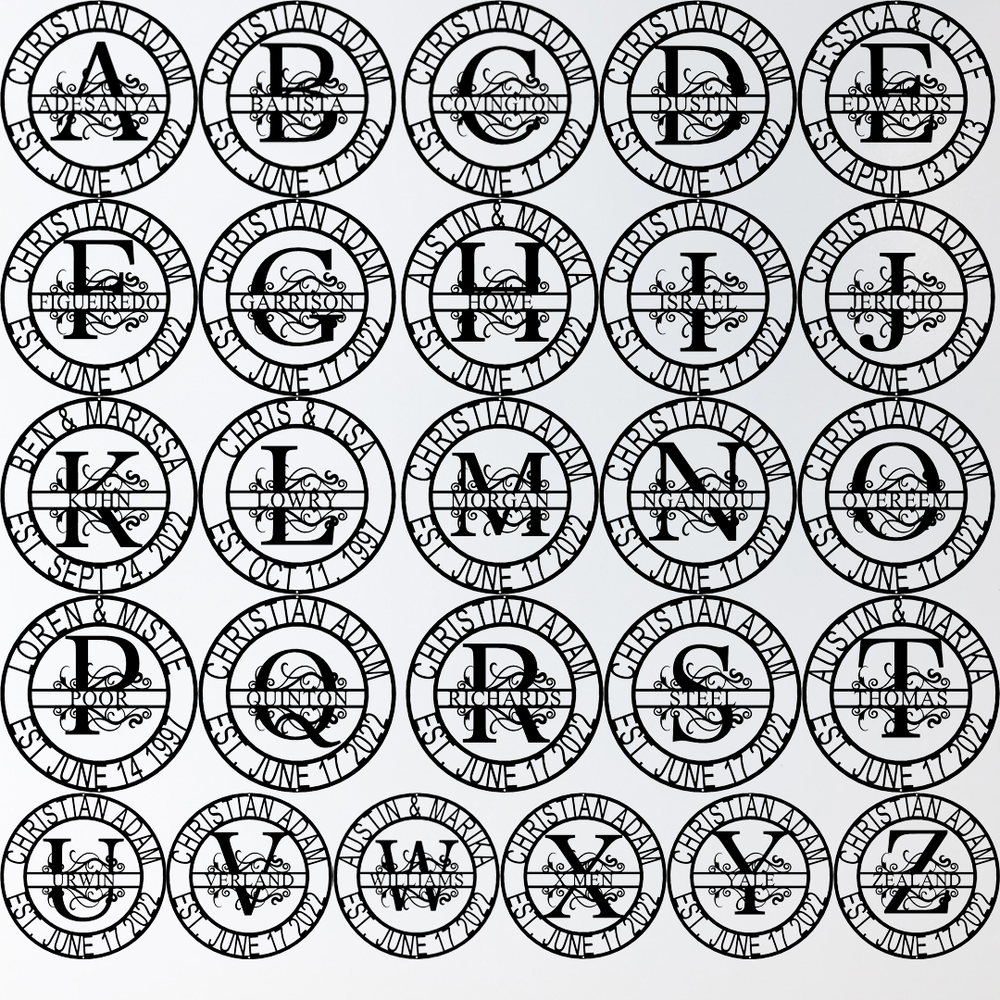 Riverside Designs-Split Letter Circle Monogram-Metal Wall Art Décor