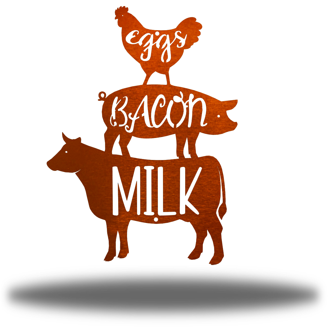 Riverside Designs-Eggs Bacon Milk (CLEARANCE)-Metal Wall Art Décor
