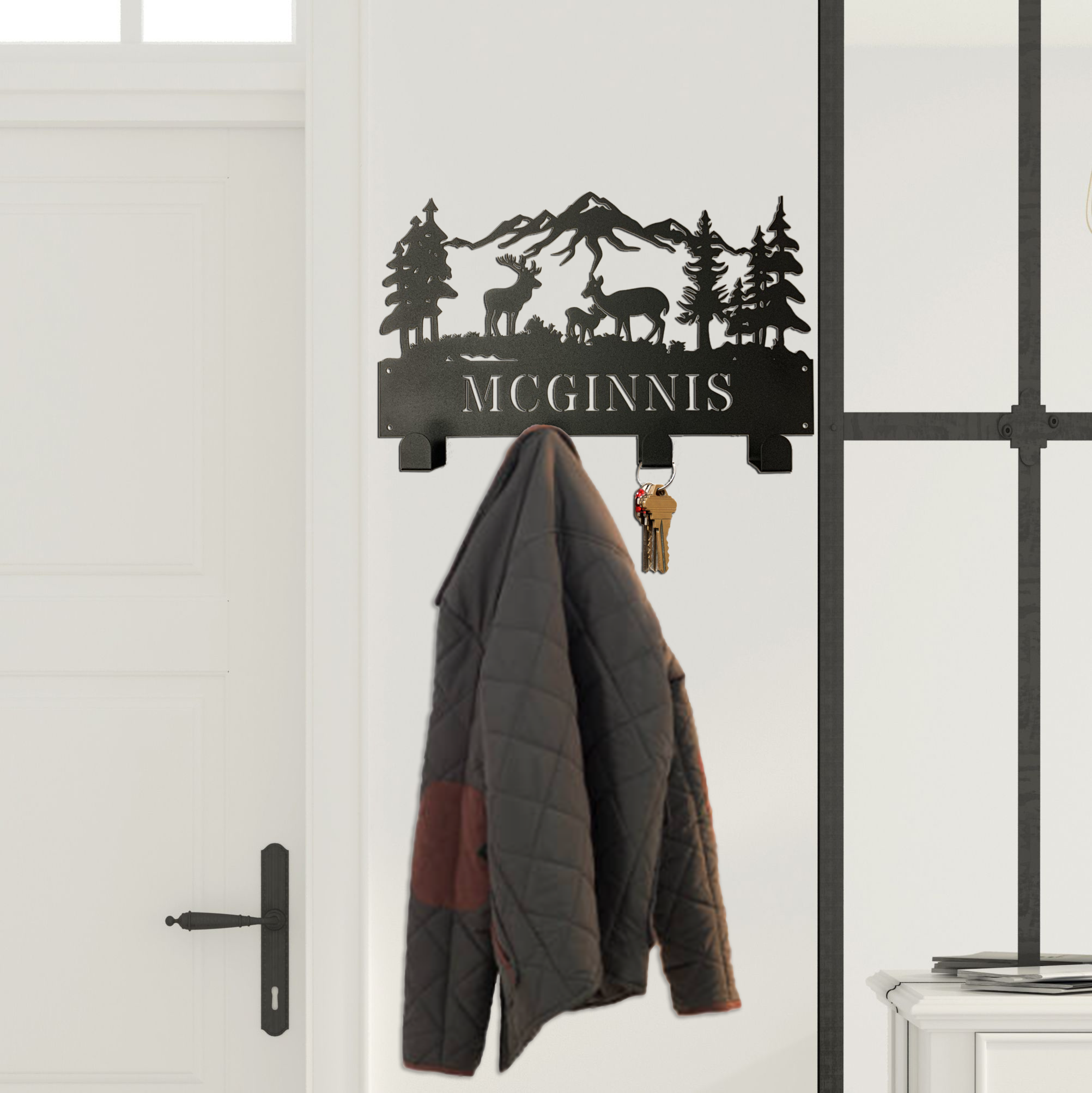 Riverside Designs-Deer Scene Monogram Wall Hanger-Metal Wall Art Décor